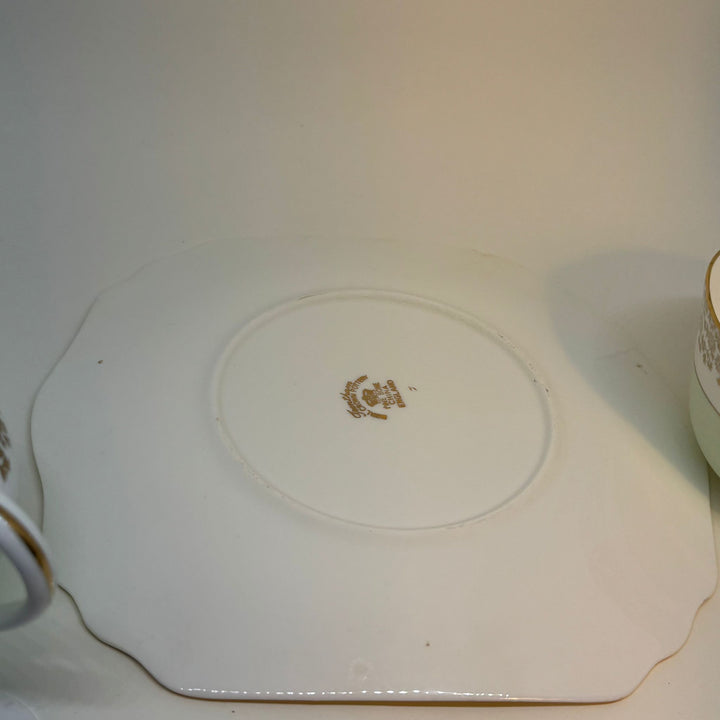 Vintage Royal Crown Pottery Bone China Creamer, Sugar Bowl & Plate Set