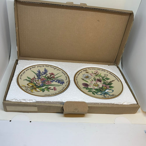 Pair of Vintage Limited Edition May & June Decorative Plates by Davenport Pottery