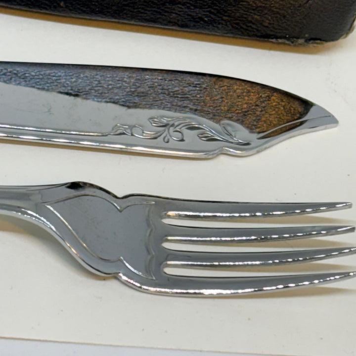Boxed Set of Three Pairs of Vintage Fish Cutlery Chronium Plate