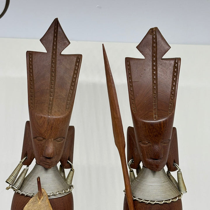 Pair of Vintage Carved Wood African Tribal Figurines