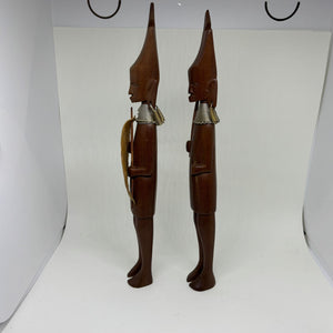 Pair of Vintage Carved Wood African Tribal Figurines