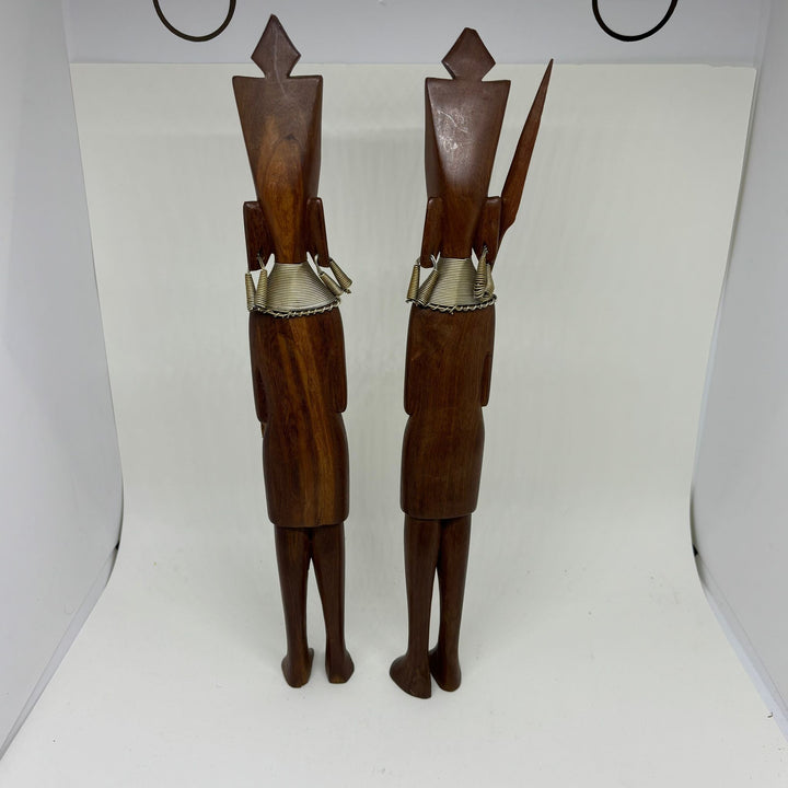 Pair of Vintage Carved Wood African Tribal Figurines