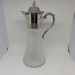Elegant Vintage Moulded Glass Carafe with Handle and Lid