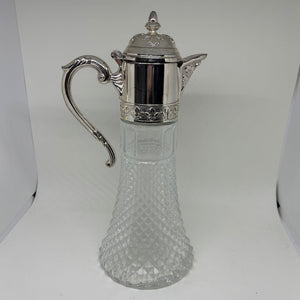 Elegant Vintage Moulded Glass Carafe with Handle and Lid