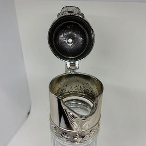 Elegant Vintage Moulded Glass Carafe with Handle and Lid