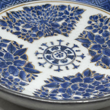 Load image into Gallery viewer, Vintage Hong Kong Hand Painted Pewter &amp; Porcelain Blue &amp; White Bowl