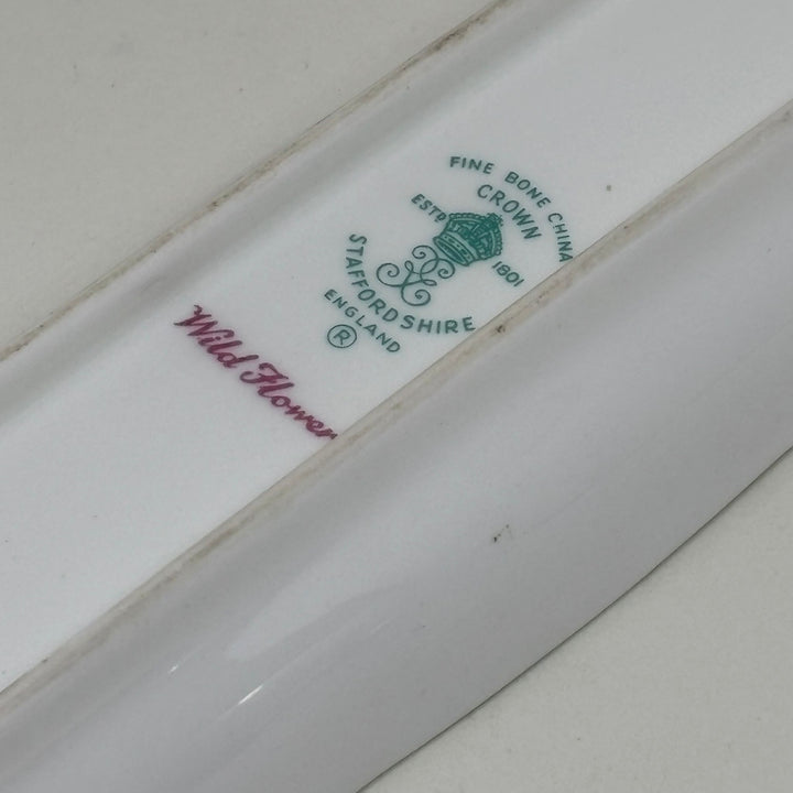 Vintage Crown Staffordshire Wild Flower Long Trinket Dish