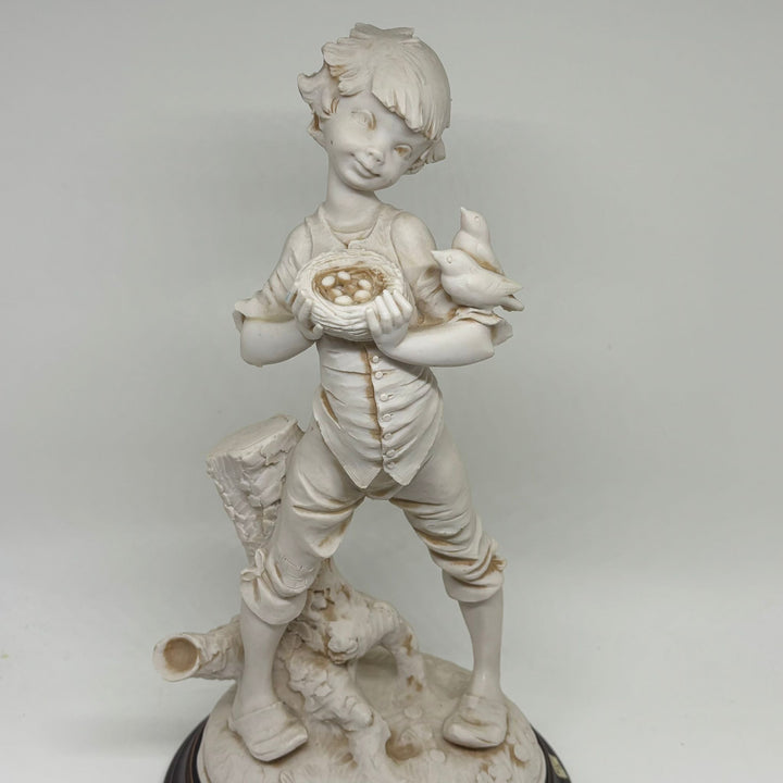 Vintage Fiorella Boy with Birds Nest Italian Figurine