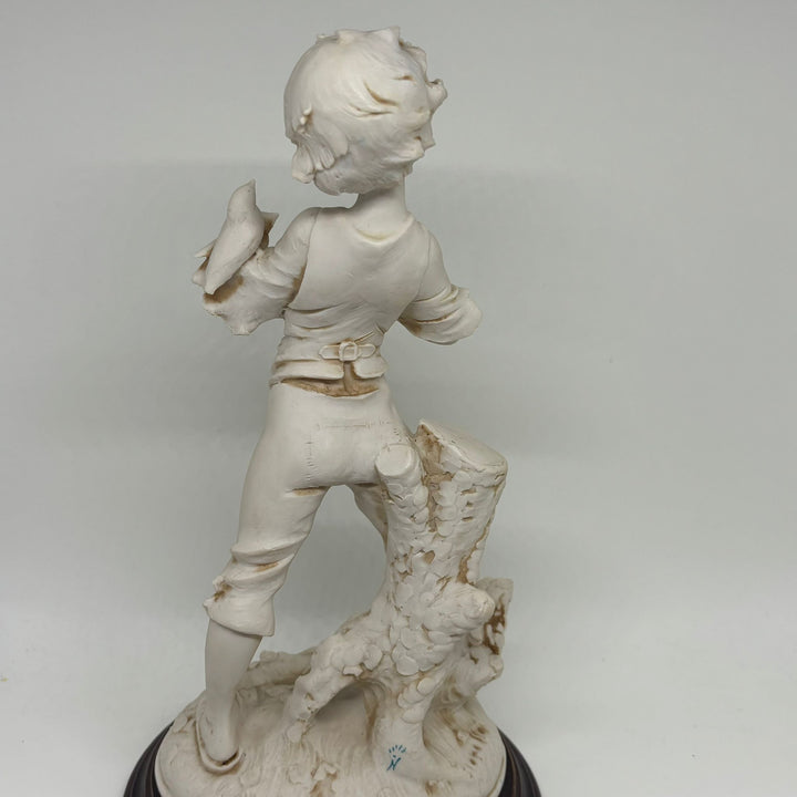 Vintage Fiorella Boy with Birds Nest Italian Figurine