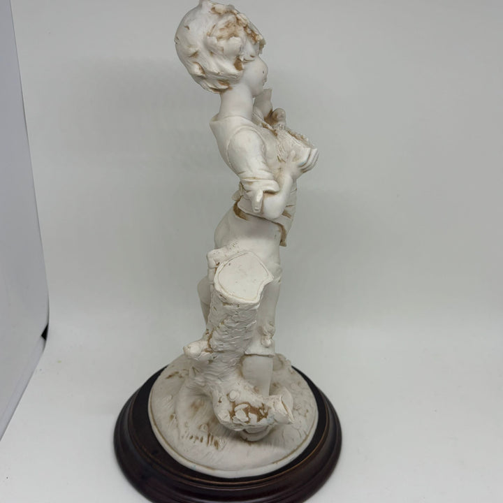 Vintage Fiorella Boy with Birds Nest Italian Figurine