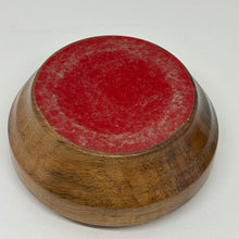 Load image into Gallery viewer, Vintage Hand Turned Wood Trinket Dish with Brass &amp; Enamel Lid