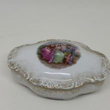Load image into Gallery viewer, Vintage Lidded Trinket Dish Pastoral Scene