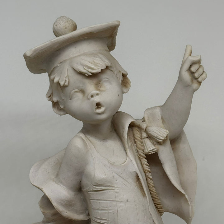 Vintage Fiorella Pointing Student Boy with Chair Italian Figurine