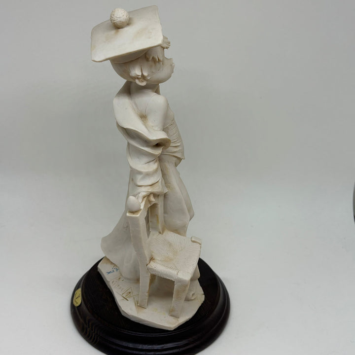 Vintage Fiorella Pointing Student Boy with Chair Italian Figurine
