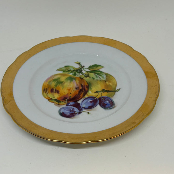 Vintage Decorative Tea Plate MZ Czechoslovakia Grapes & Apples