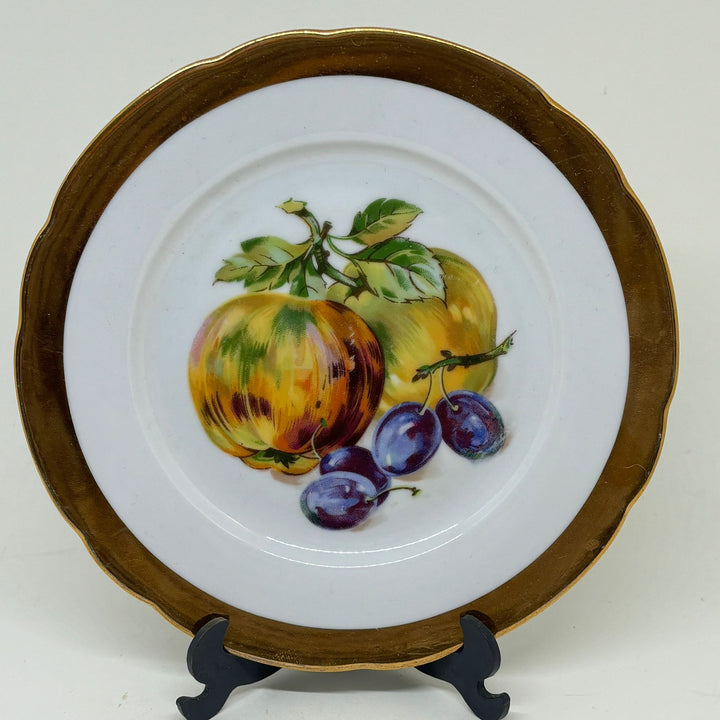 Vintage Decorative Tea Plate MZ Czechoslovakia Grapes & Apples