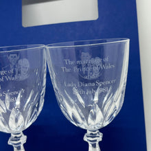 Load image into Gallery viewer, Pair of Vintage Caithness Crystal Glasses Price of Wales &amp; Lady Diana Marriage