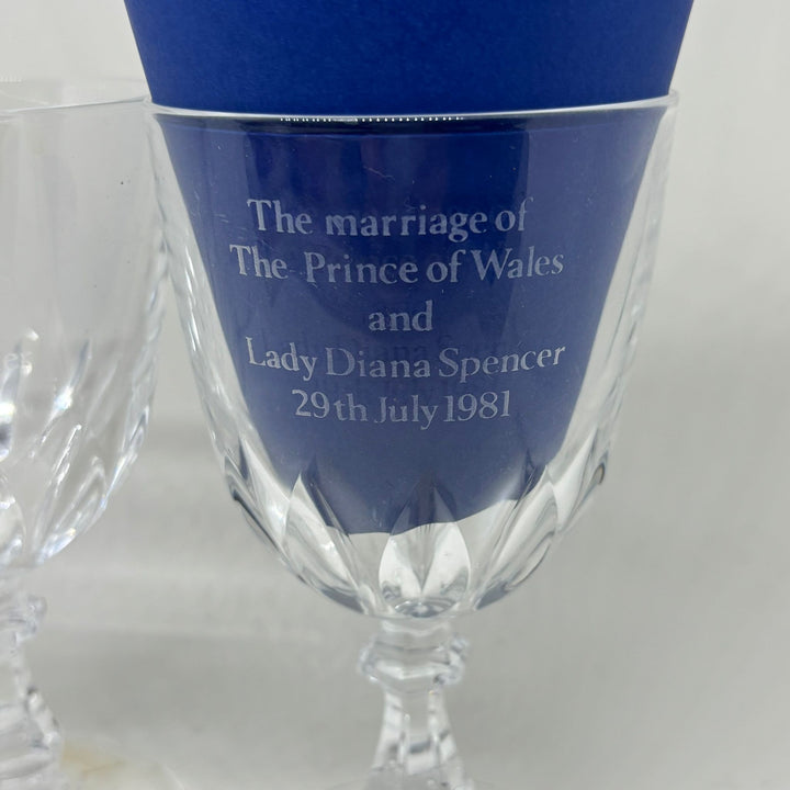 Pair of Vintage Caithness Crystal Glasses Price of Wales & Lady Diana Marriage