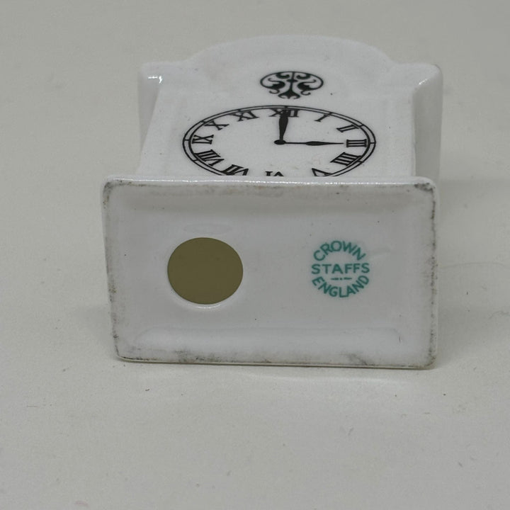 Vintage Miniature Crown Staffordshire Clock Figurine