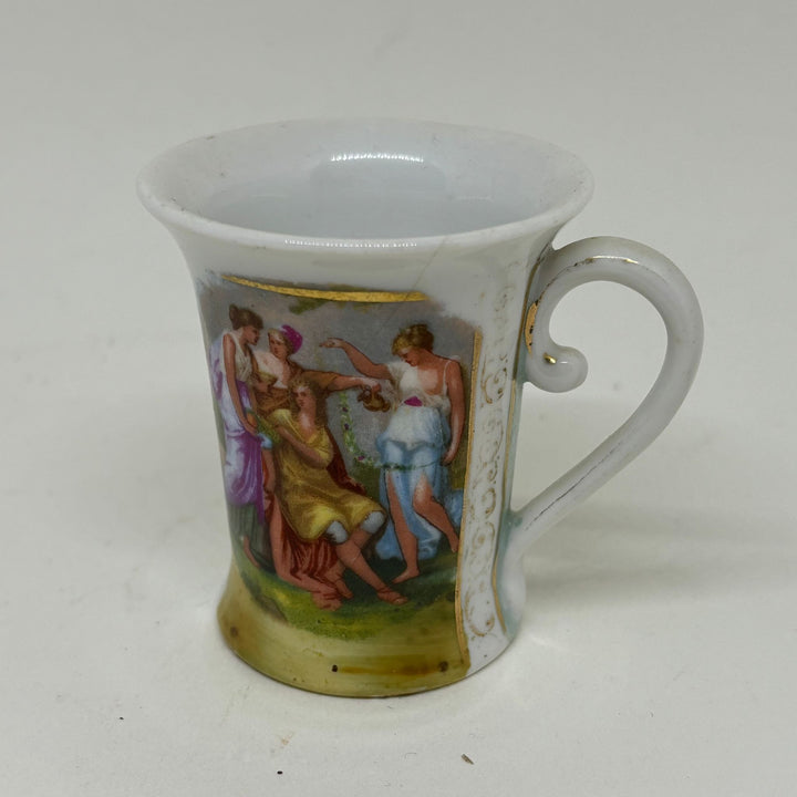 Vintage Miniature Mug Pastoral Motif 2.5"