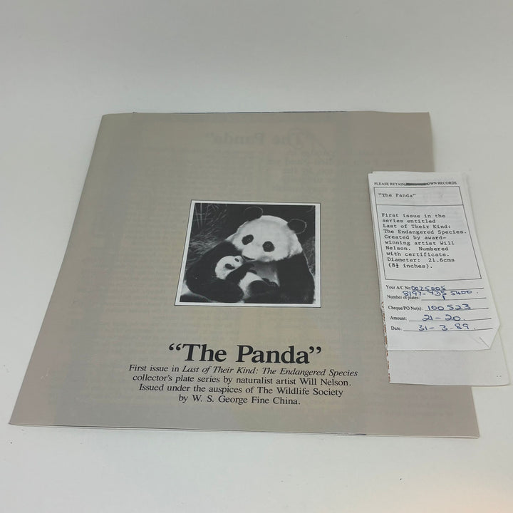 Vintage 'Last of Their Kind: The Endangered Species' Panda Framed Collector's Plate