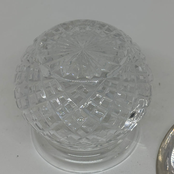 Vintage Sugar Bowl Pot Crystal & Stainless Steel