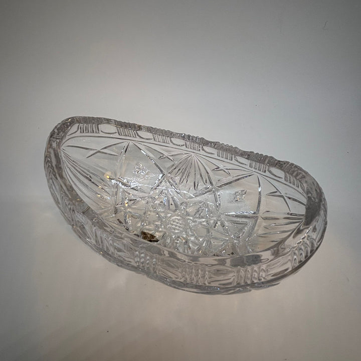 Vintage Oval Crystal Trinket Dish