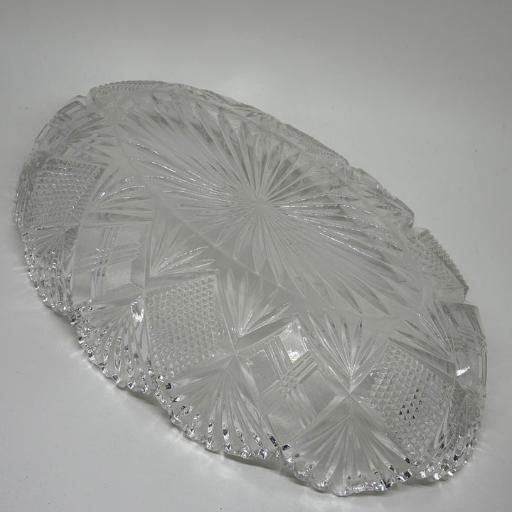 Vintage Crystal Bowl Dish 10"