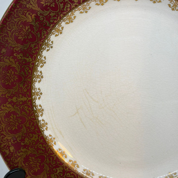 Vintage Wedgwood & Co. Maroon & Gold Dinner Plate 8.75"