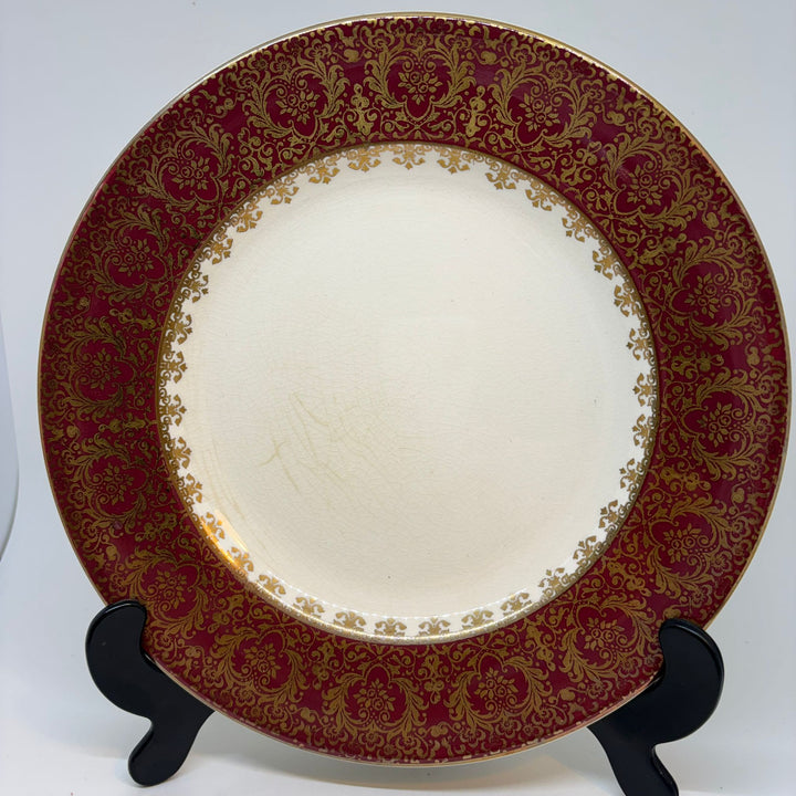 Vintage Wedgwood & Co. Maroon & Gold Dinner Plate 8.75"