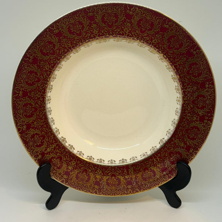 Vintage Wedgwood & Co. Maroon & Gold Soup Plate 9"