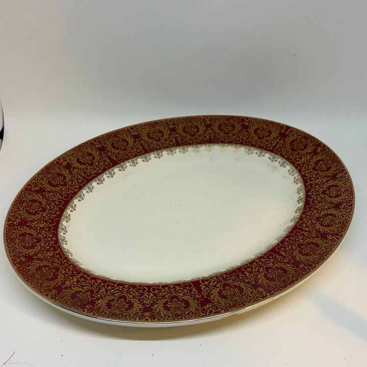 Vintage Wedgwood & Co. Maroon & Gold Medium Serving Platter