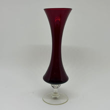 Load image into Gallery viewer, Vintage Empoli Ruby Red Glass Footer Bud Vase