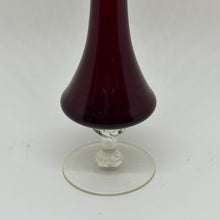 Load image into Gallery viewer, Vintage Empoli Ruby Red Glass Footer Bud Vase