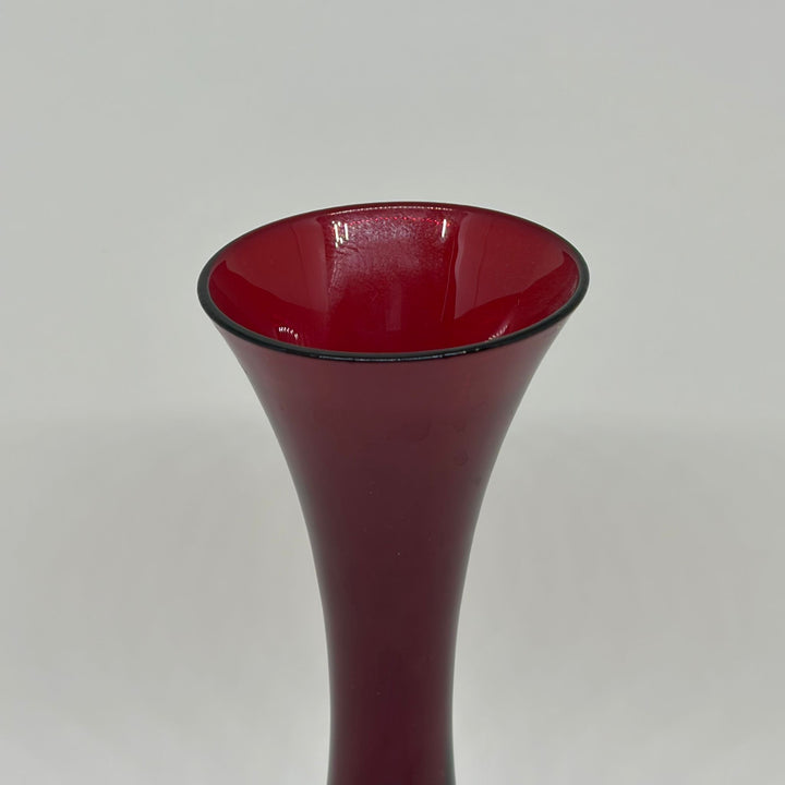 Vintage Empoli Ruby Red Glass Footer Bud Vase