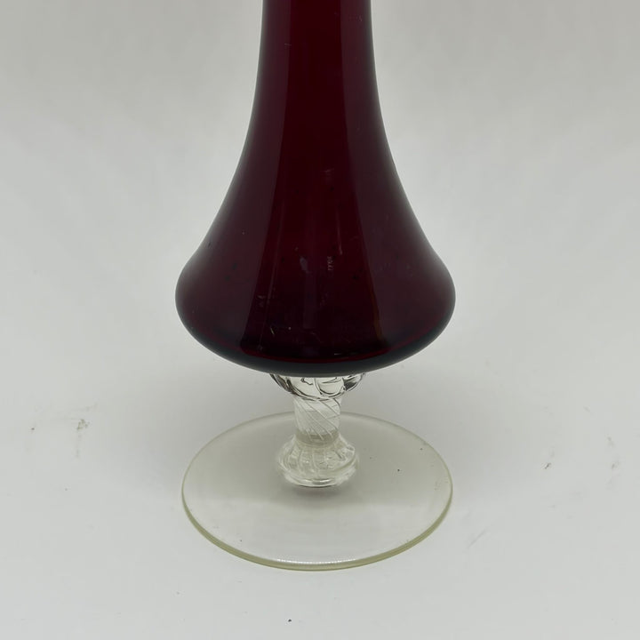 Vintage Empoli Ruby Red Glass Footer Bud Vase