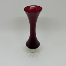 Load image into Gallery viewer, Vintage Empoli Ruby Red Glass Footer Bud Vase