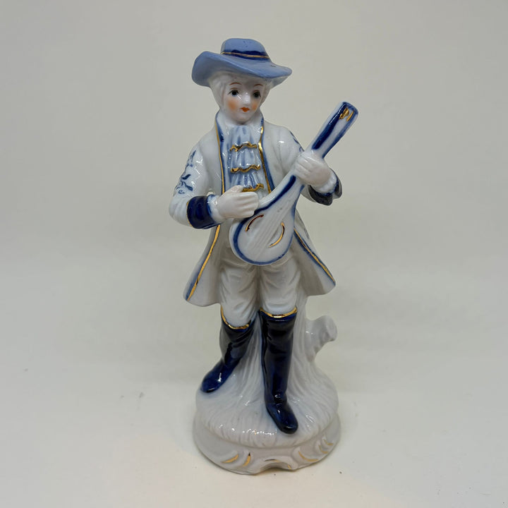 Vintage Porcelain Victorian Style Boy Playing the Mandolin Figurine