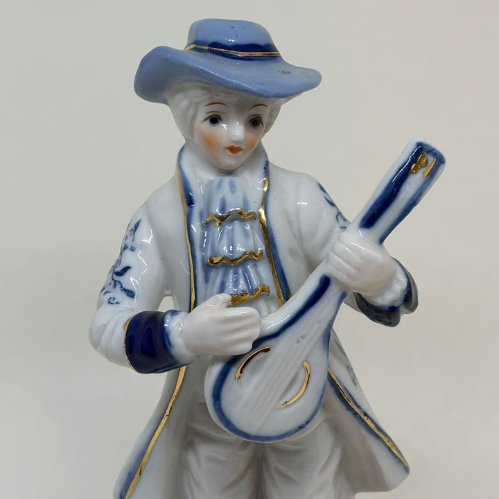 Vintage Porcelain Victorian Style Boy Playing the Mandolin Figurine