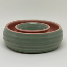 Load image into Gallery viewer, Vintage Lovatts 1950s Stoneware Pink &amp; Green Posy Ring Vase