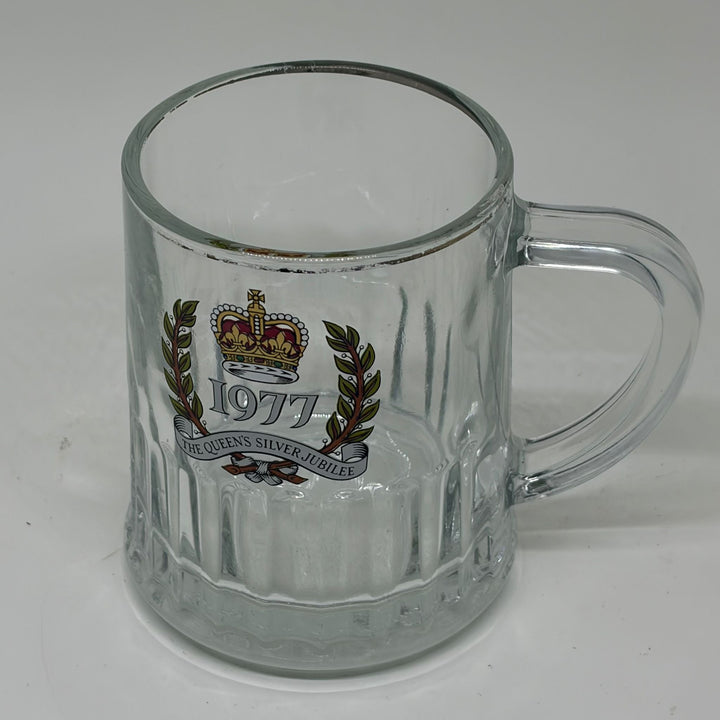 Vintage Queen Elizabeth II Silver Jubilee Glass Tankard