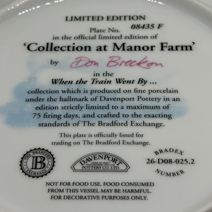 Vintage Limited Edition ‘Collection at Manor Farm’ Davenport Pottery Plate