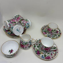 Load image into Gallery viewer, Vintage Crown Staffordshire Set of 6 Coffee Cups &amp; Saucers, Creamer &amp; Sugar Bowl
