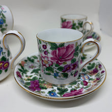 Load image into Gallery viewer, Vintage Crown Staffordshire Set of 6 Coffee Cups &amp; Saucers, Creamer &amp; Sugar Bowl