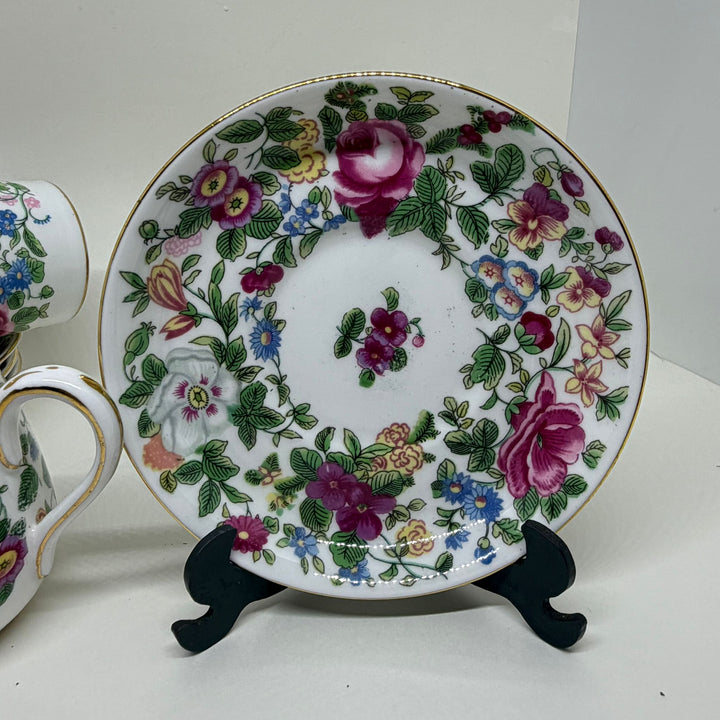 Vintage Crown Staffordshire Set of 6 Coffee Cups & Saucers, Creamer & Sugar Bowl