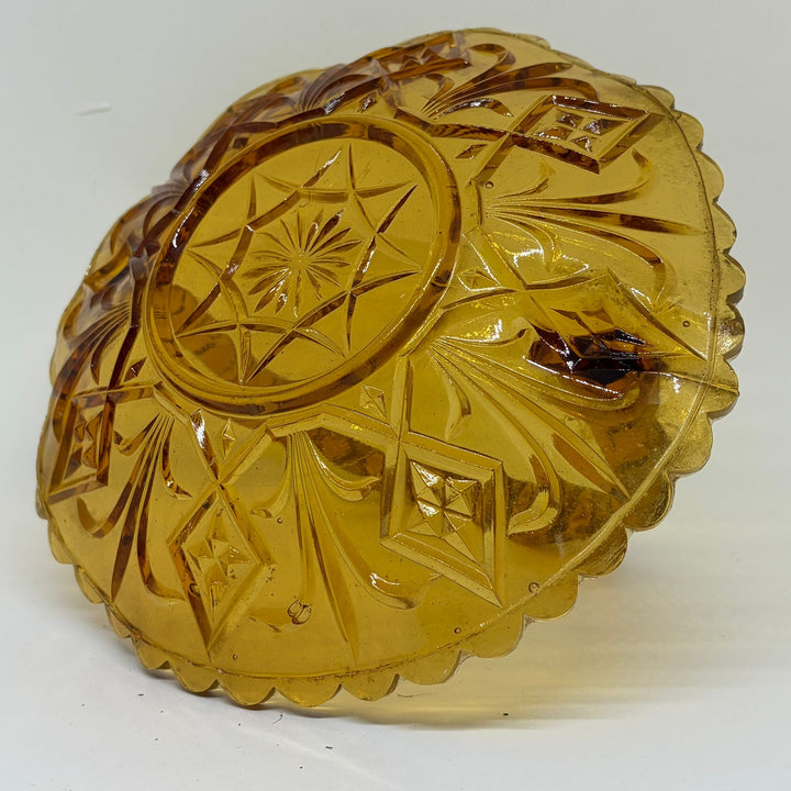 Vintage Ember Glass Basket Fruit Bowl