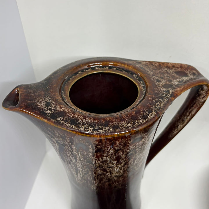 Vintage Mid Century Kernewek Pottery Cornwall Drip Glaze Coffee Set for 4