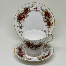 Load image into Gallery viewer, Vintage Burgundy &amp; Gold Royal Standard Tea Cup, Saucer &amp; Tea Plate Set