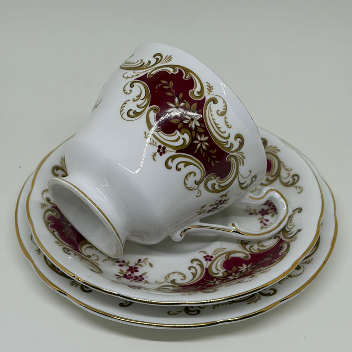 Vintage Burgundy & Gold Royal Standard Tea Cup, Saucer & Tea Plate Set