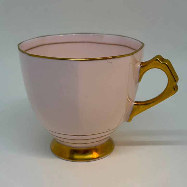 Vintage Spare or Replacement Plant Tuscan China Pink & Gold Teacup 1950s
